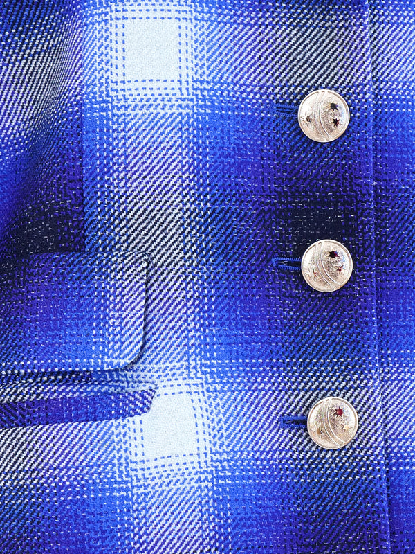 Escada Blue Plaid Blazer Jacket arcadeshops.com