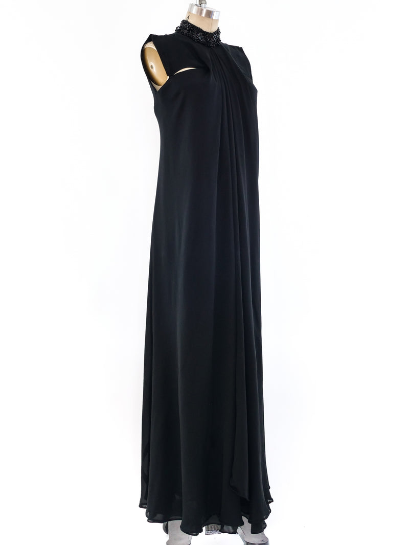 Pauline Trigere Embellished Silk Gown Dress arcadeshops.com
