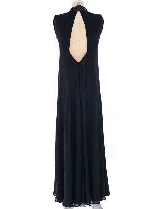 Pauline Trigere Embellished Silk Gown Dress arcadeshops.com