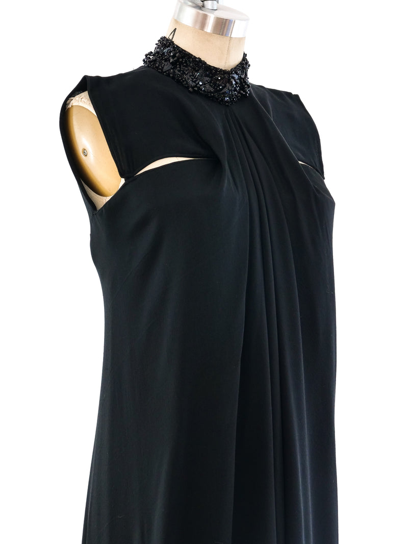 Pauline Trigere Embellished Silk Gown Dress arcadeshops.com