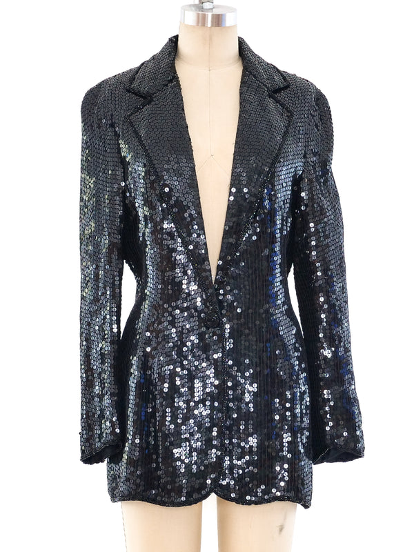 Sequin Embellished Silk Blazer Jacket arcadeshops.com