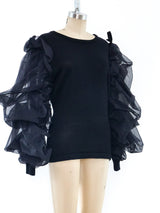 Organza Balloon Sleeve Sweater Top arcadeshops.com