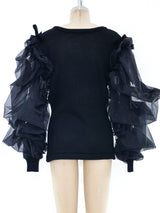 Organza Balloon Sleeve Sweater Top arcadeshops.com