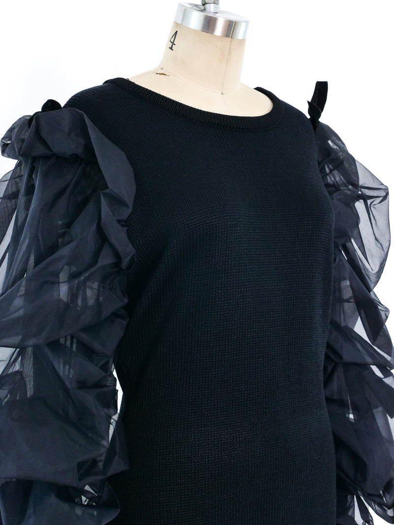 Organza Balloon Sleeve Sweater Top arcadeshops.com