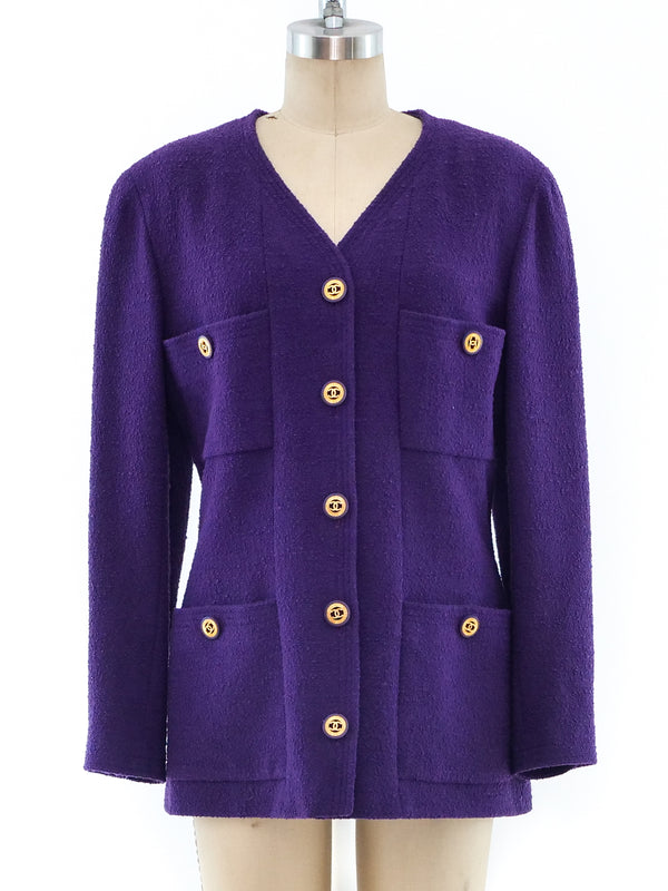 Chanel Plum Boucle Jacket Jacket arcadeshops.com