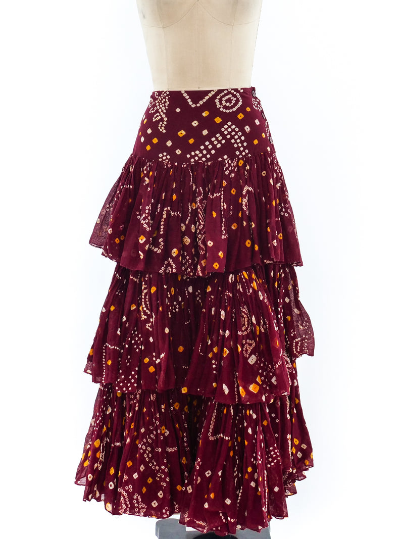 Callaghan Tiered Batik Print Skirt Bottom arcadeshops.com