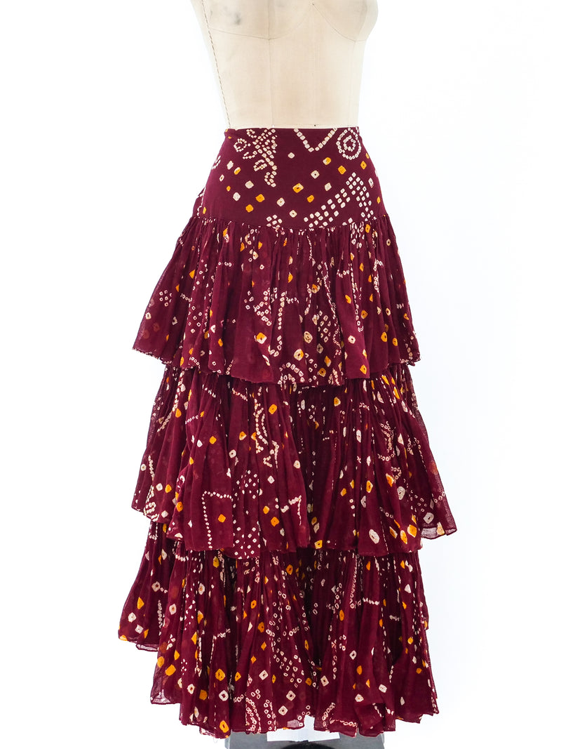 Callaghan Tiered Batik Print Skirt Bottom arcadeshops.com