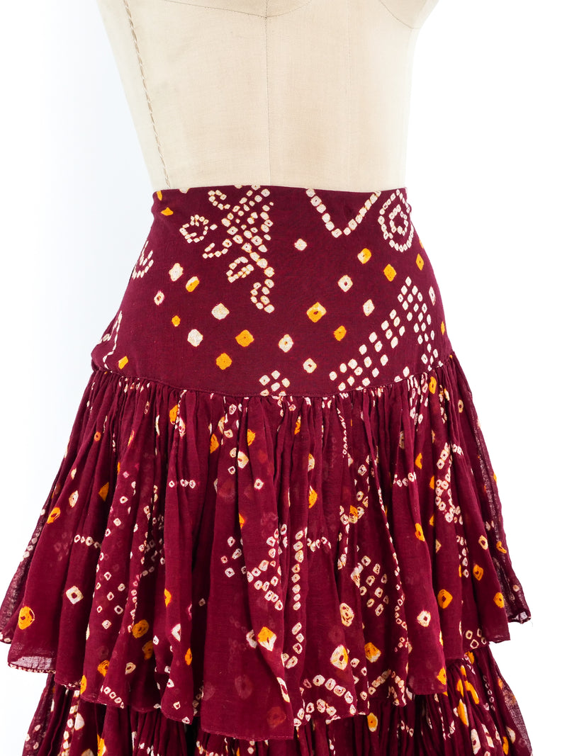 Callaghan Tiered Batik Print Skirt Bottom arcadeshops.com