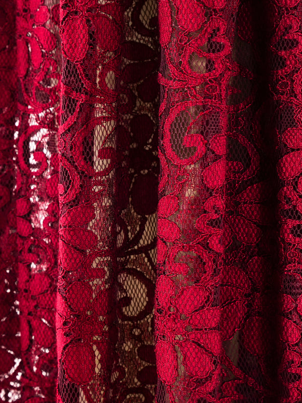 Ozbek Cranberry Lace Skirt Bottom arcadeshops.com