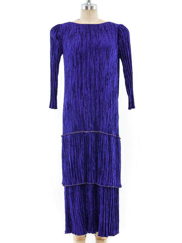 Mary McFadden Plisse Pleated Tiered Dress Dress arcadeshops.com