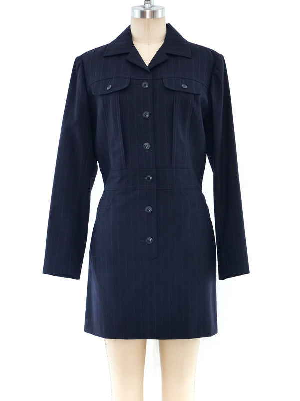 Norma Kamali Pinstripe Coat Dress Dress arcadeshops.com