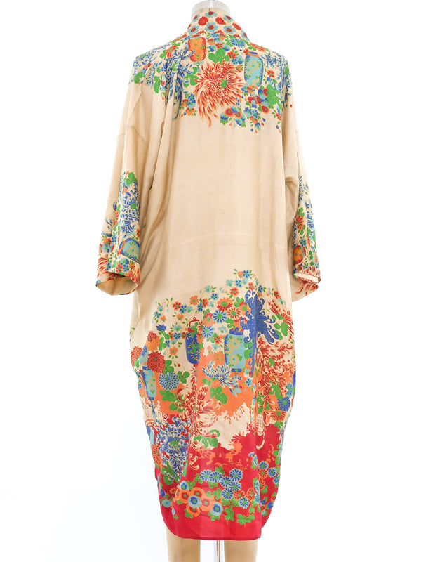 Floral Pongee Silk Robe Jacket arcadeshops.com
