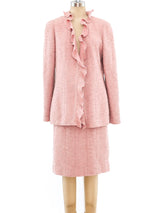 Chanel Pink Ruffle Tweed Suit Suit arcadeshops.com