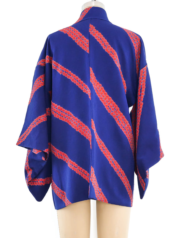 Shibori Striped Navy Kimono Jacket arcadeshops.com