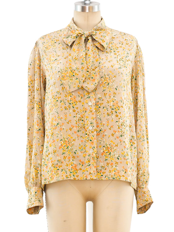 Yves Saint Laurent Beige Floral Top Top arcadeshops.com
