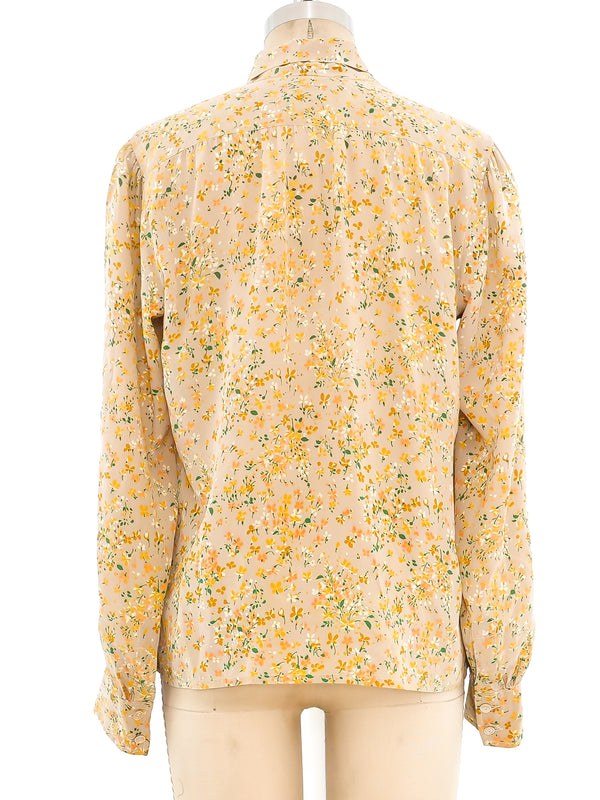 Yves Saint Laurent Beige Floral Top Top arcadeshops.com