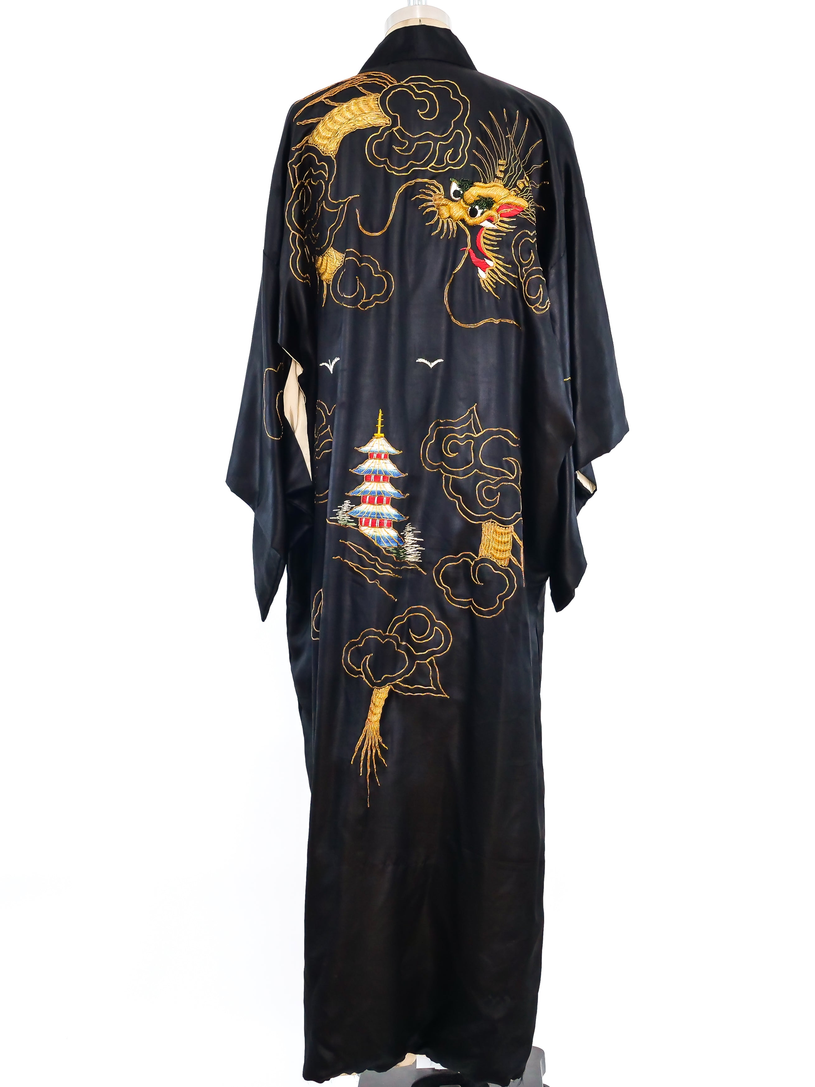 Dragon Embroidered Satin Robe