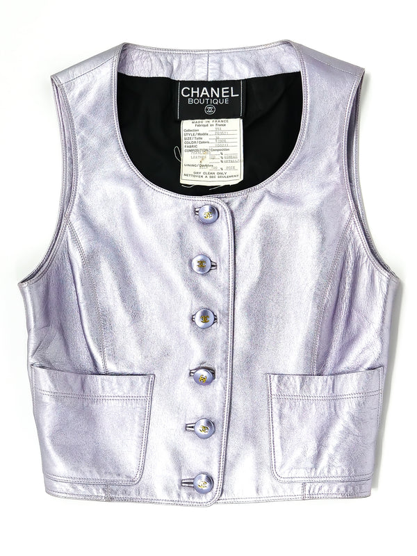 Chanel Metallic Leather Vest Jacket arcadeshops.com