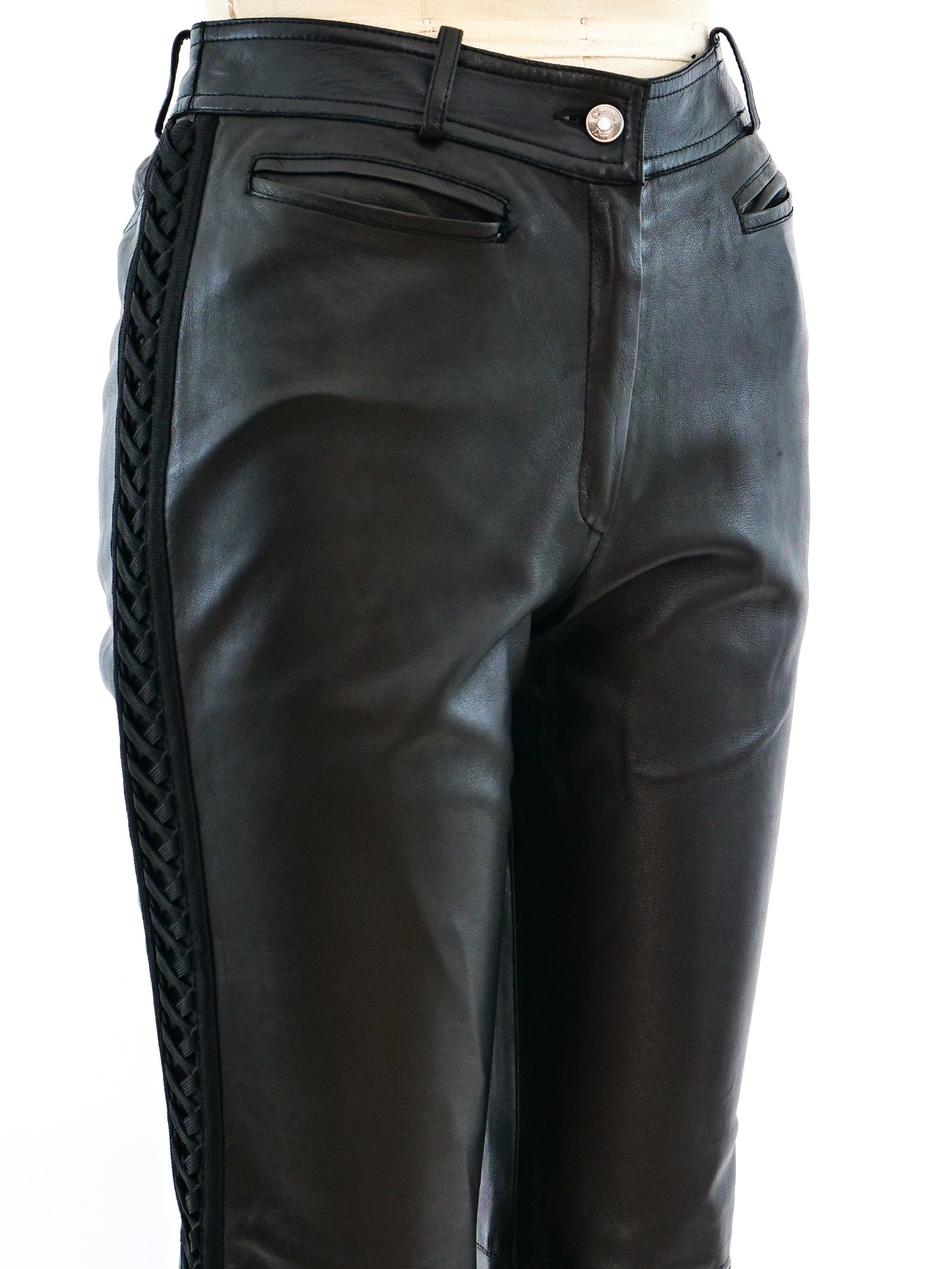 Christian Dior Lace Up Leather Pants
