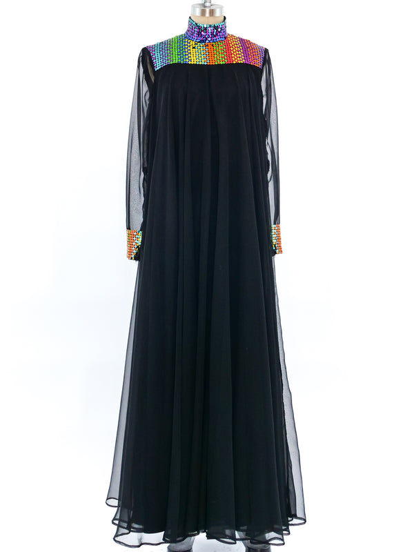 Jean Varon Rainbow Sequined Chiffon Gown Dress arcadeshops.com