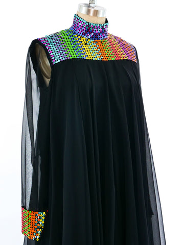 Jean Varon Rainbow Sequined Chiffon Gown