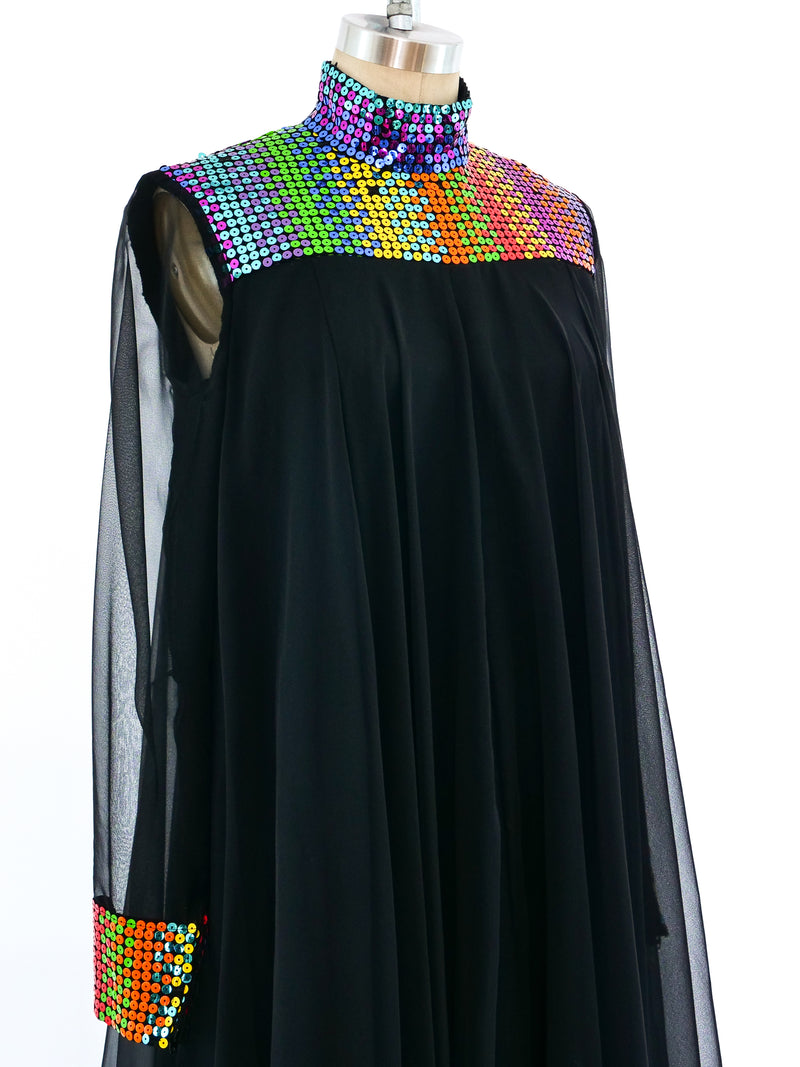 Jean Varon Rainbow Sequined Chiffon Gown Dress arcadeshops.com