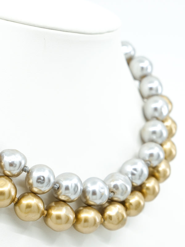 Karl Lagerfeld Two Tone Faux Pearl Necklace Jewelry arcadeshops.com