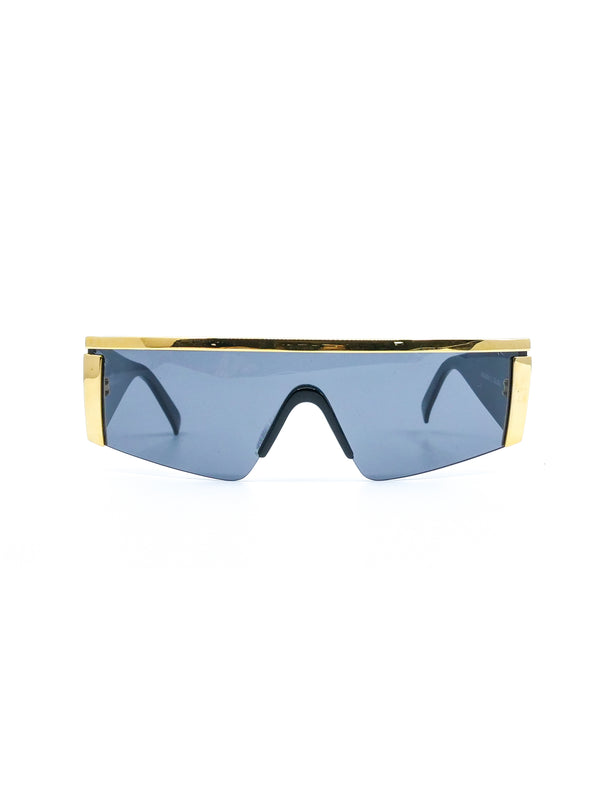 Gianni Versace Cross Embellished Shield Sunglasses Accessory arcadeshops.com