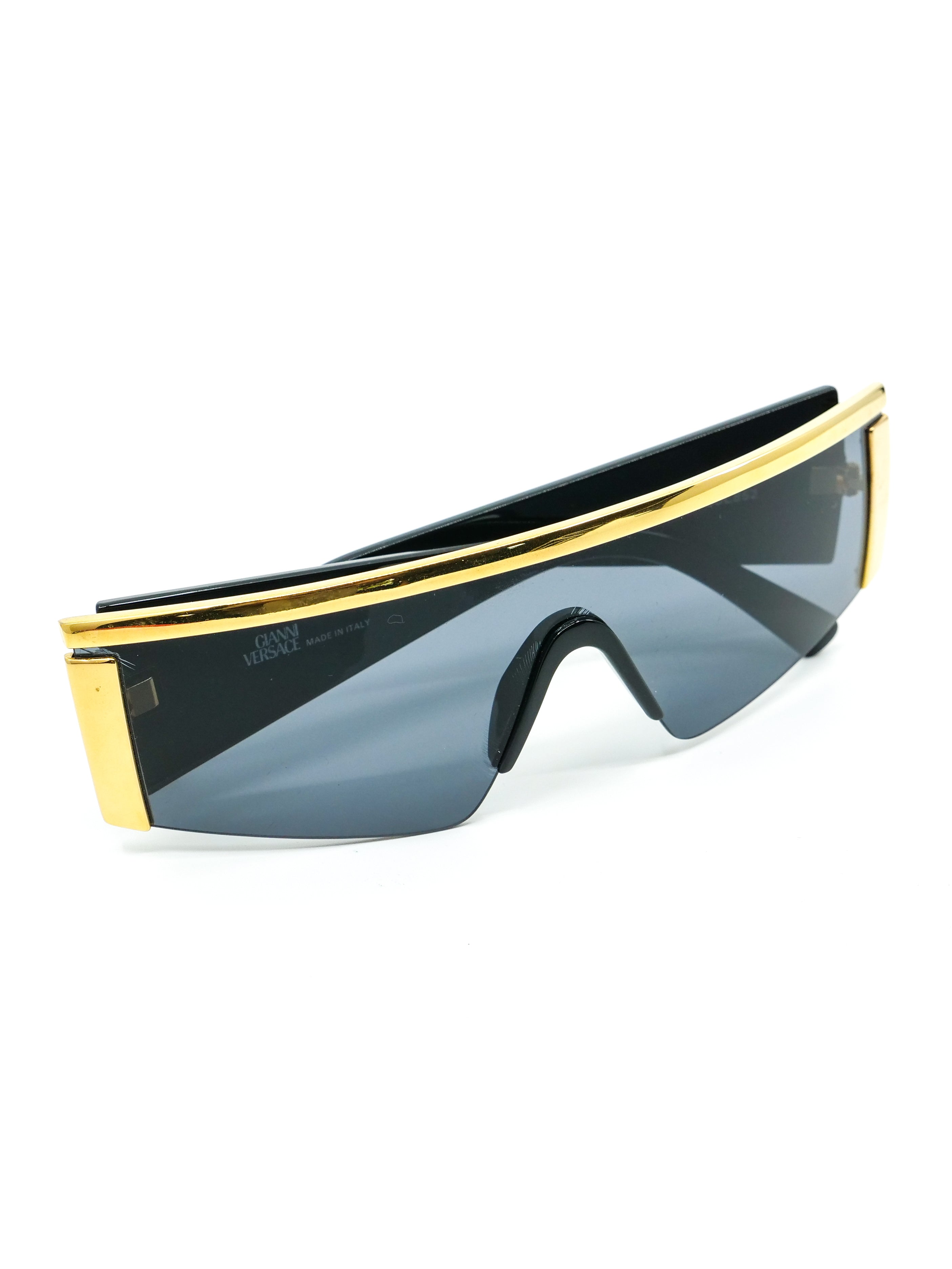 Gianni Versace Cross Embellished Shield Sunglasses