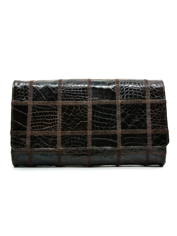 Patchwork Croc Embossed Clutch Accessory arcadeshops.com