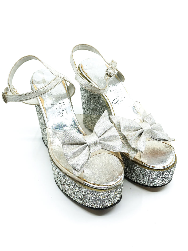 Silver Glitter Platform Wedge Accessory arcadeshops.com