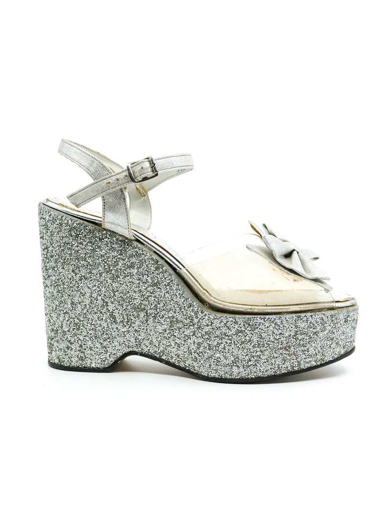 Silver Glitter Platform Wedge Accessory arcadeshops.com