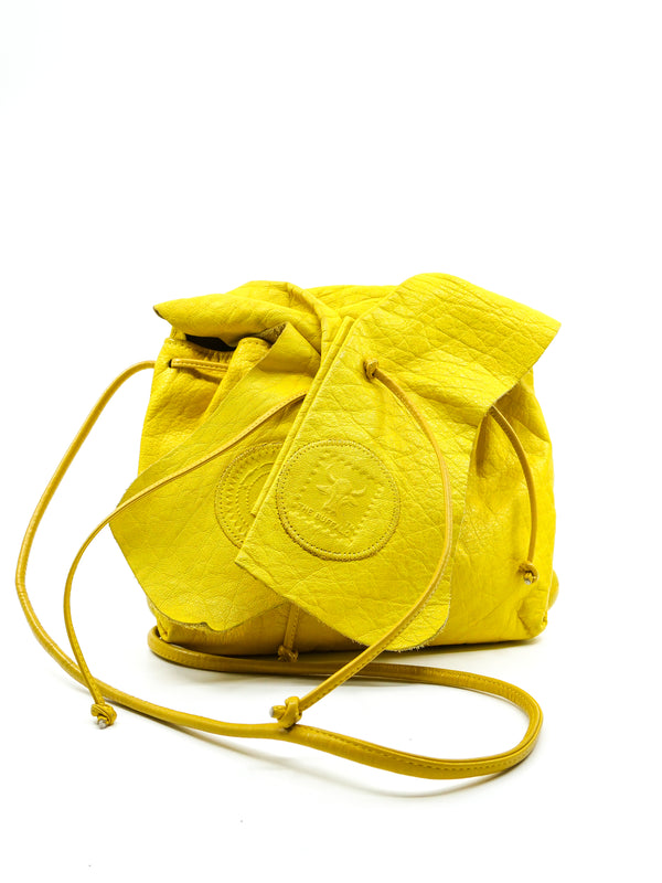 Carlos Falchi Yellow Leather Buffalo Crossbody Accessory arcadeshops.com
