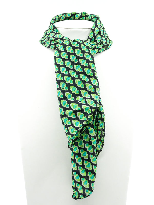 Green Block Printed Indian Silk Scarf Accessory arcadeshops.com