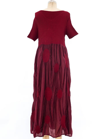Corrugated Pleat and Cotton Gauze Maxi Dress