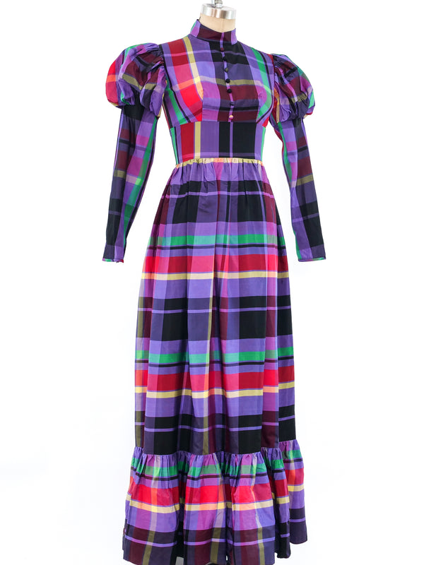 Taffeta Plaid Ruffle Dress Dress arcadeshops.com