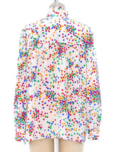 Yves Saint Laurent Confetti Printed Silk Blouse Top arcadeshops.com