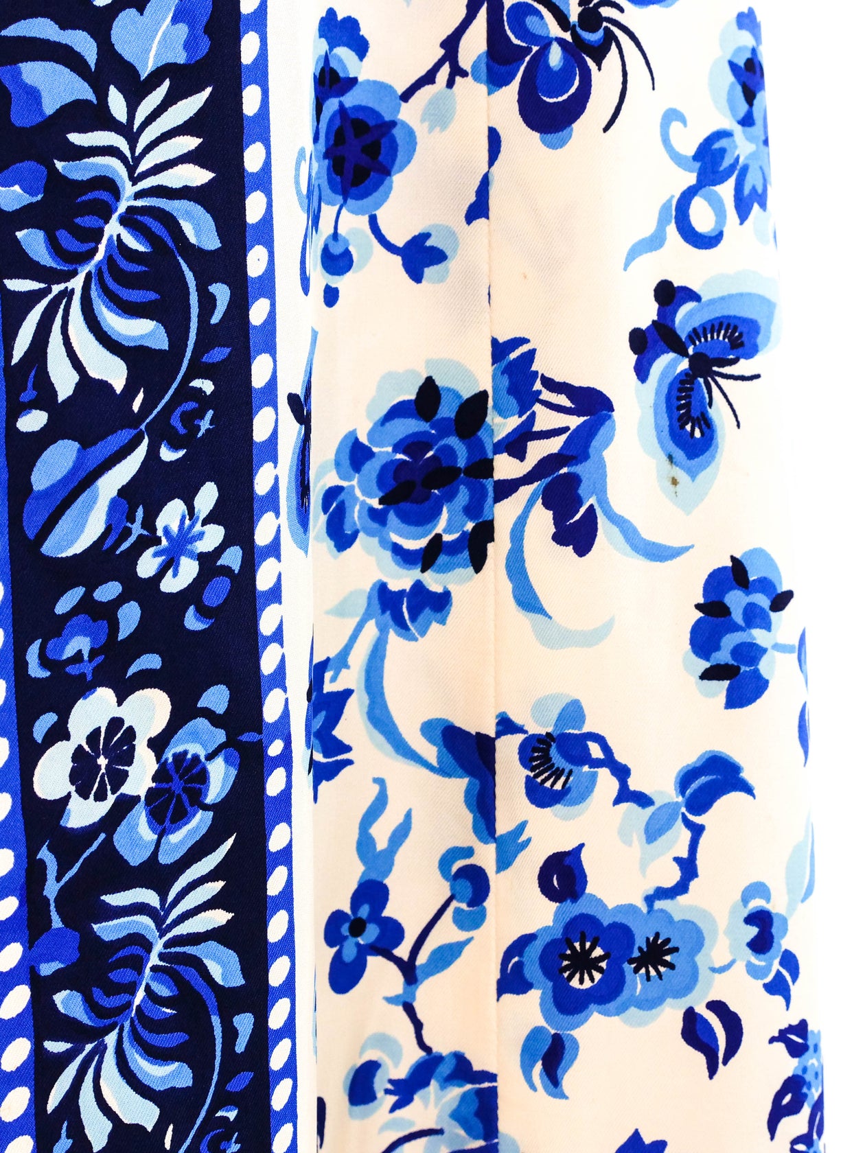 Adele Simpson Delft Blue Scarf Print Maxi Dress