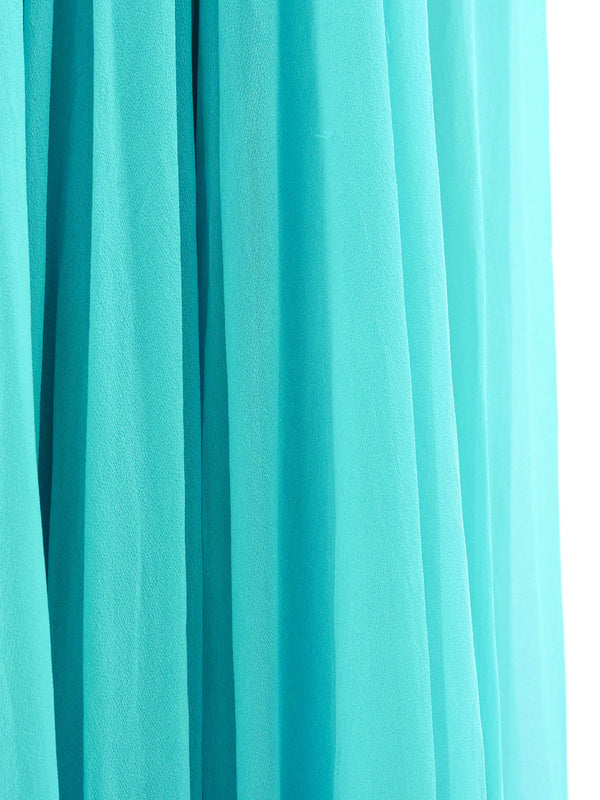 Richilene Turquoise Silk Chiffon Strapless Gown Dress arcadeshops.com