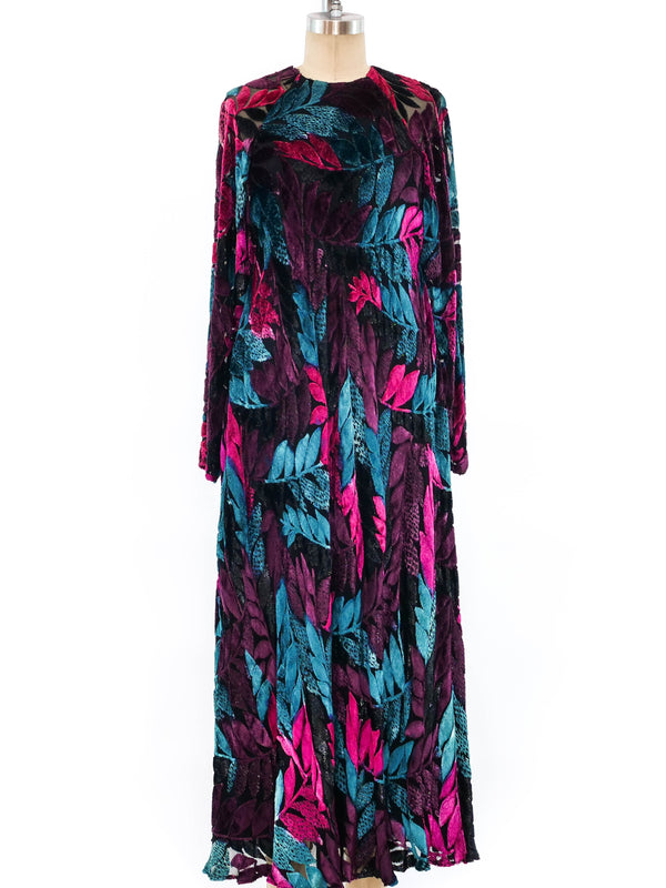 Stavropoulos Jewel Tone Velvet Burnout Gown Dress arcadeshops.com