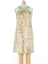Embellished Halter Gold Sequin Dress Dress arcadeshops.com