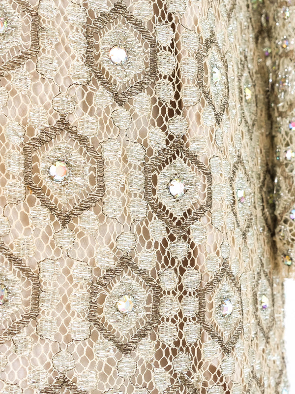 1960's Crystal Embellished Lace Illusion Dress Dress arcadeshops.com