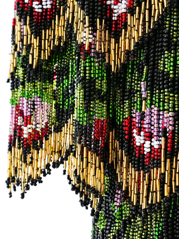 Beaded Fringe Silk Top Top arcadeshops.com