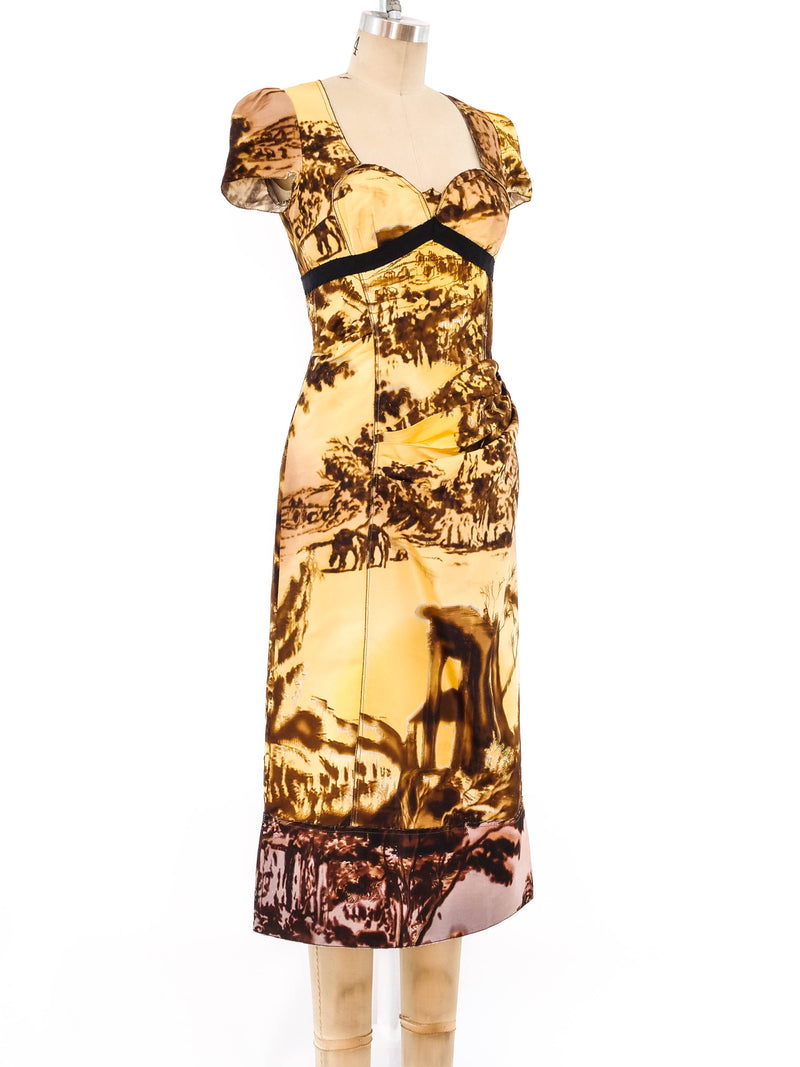 Prada Landscape Printed Silk Bustier Dress Dress arcadeshops.com