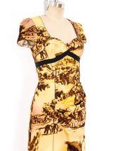 Prada Landscape Printed Silk Bustier Dress Dress arcadeshops.com