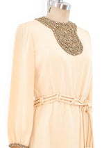 Jeweled Bib Belted Jersey Dress Dress arcadeshops.com