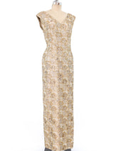 Embellished Metallic Sleeveless Gown Dress arcadeshops.com