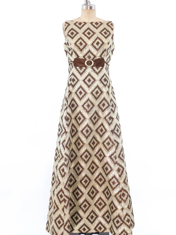 Diamond Brocade Sleeveless Maxi Dress Dress arcadeshops.com
