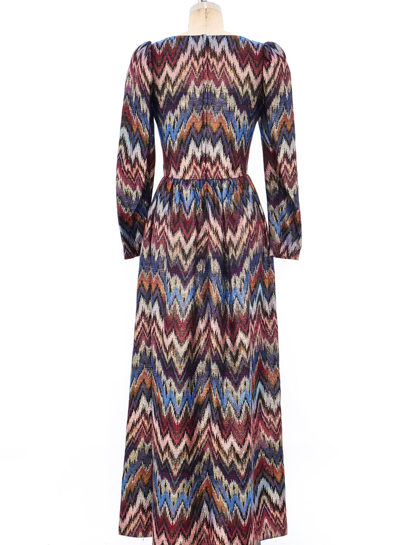 Rizkallah Metallic Rainbow Brocade Maxi Dress Dress arcadeshops.com