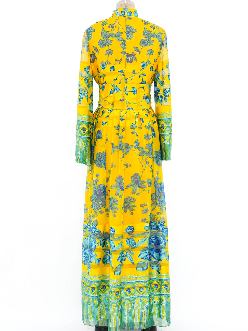 1970's Oscar de la Renta Floral Silk Gown Dress arcadeshops.com